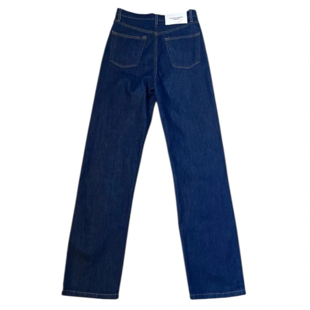 Leandra Medine X Mango Button Fly Dark Denim Jeans Women’s 4 Straight Hi Rise - Picture 5 of 14